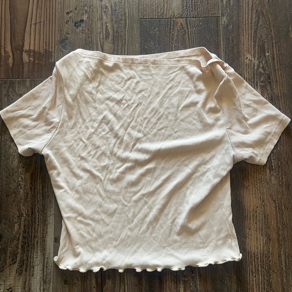 Cream Ribbed Women's Top